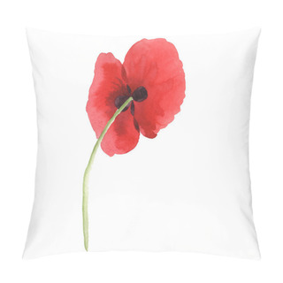 Personality  Red Poppy Isolated On White. Watercolor Background Illustration Element. Pillow Covers