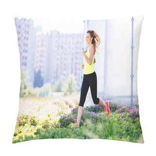 Personality  Woman Running In City Pillow Covers