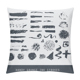 Personality  Set Of Modern Ink Grunge Brush Strokes. Textures, Lines, Splashes, Dots. Pillow Covers