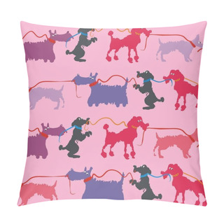 Personality  Funny Dogs With Lead. Pillow Covers