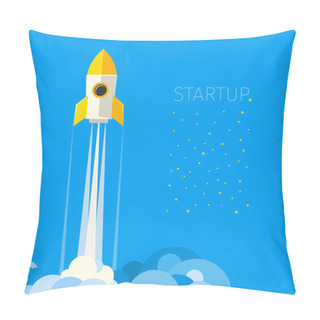 Personality  Concept Of Start Up Rocket In Sky Pillow Covers