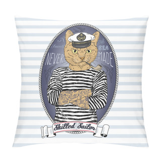 Personality  Red Cat Sailor Pillow Covers