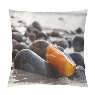 Personality  Amber Stone On The Beach. Pillow Covers