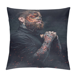 Personality  Creepy Demonic Male In A Fire Sparks Pillow Covers