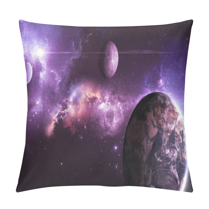 Personality  Earth moon and uranus on the background of outer space with a beautiful nebula, 3d illustration pillow covers