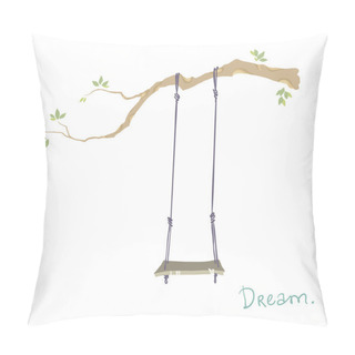 Personality  Tree With A Swing. Vector Illustration. Pillow Covers