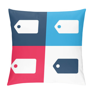 Personality  Black Label In Horizontal Position Blue And Red Four Color Minimal Icon Set Pillow Covers