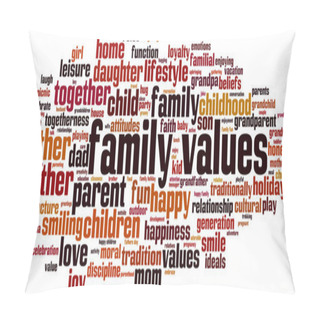 Personality  Family Values Word Cloud Concept. Vector Illustration Pillow Covers