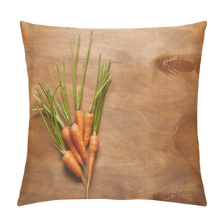 Personality  Bunch Of Raw Carrots On Wooden Table Pillow Covers
