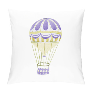 Personality  Hot Air Balloon. Hand-drawn Jet. Real Watercolor Drawing. Vector Illustration. Pillow Covers