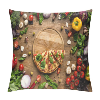 Personality  Pizza Slices On Wooden Board Pillow Covers