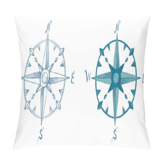 Personality  Windrose Symbols, Stylized Icons Hand Drawn Illustrations Pillow Covers