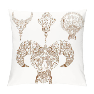 Personality  Decorative Ornament On Skin And Horns Pillow Covers
