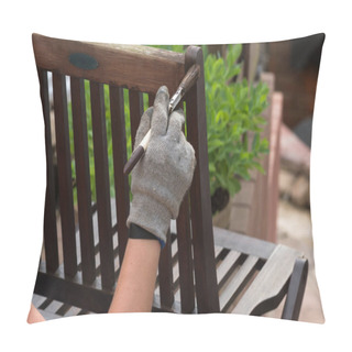 Personality  Woman Hand With Brush Restored Wooden Furniture      Pillow Covers