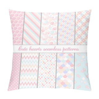 Personality  Colorful Geometric Valentines Day Seamless Patterns Collection. Cute Abstract Hearts Shape Background. Pillow Covers