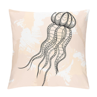 Personality  Zentangle Vector Jellyfish For Tattoo In Hipster Style. Ornament Pillow Covers