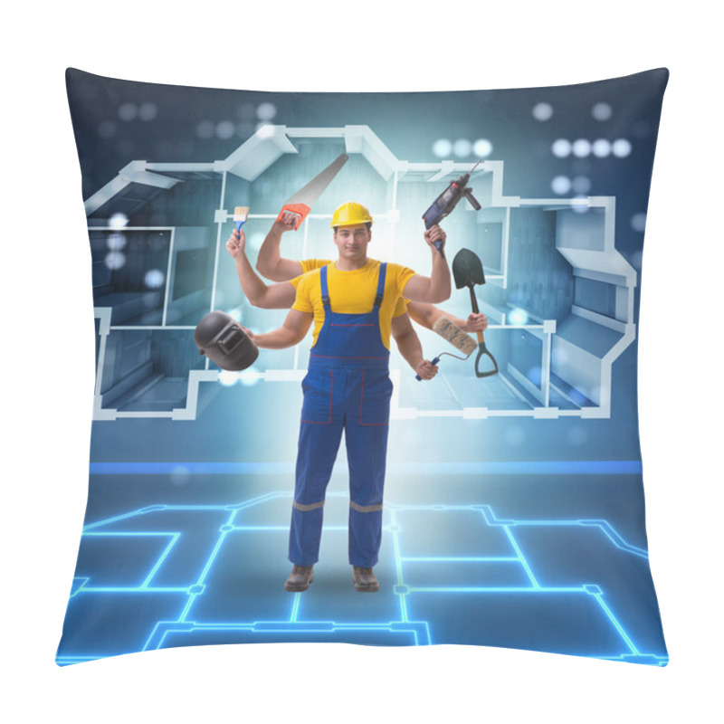 Personality  Jack Of All Trades Concept With Worker Pillow Covers