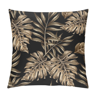 Personality  Seamless Pattern Of Gold Leaves And Flowers Pillow Covers