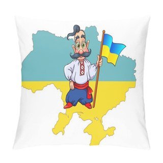 Personality  Cossack With  Ukrainian Flag Pillow Covers