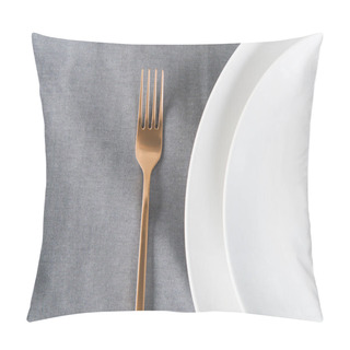 Personality  Top View Of Arranged Tarnished Old Fashioned Fork And Empty Plates On Tabletop Pillow Covers