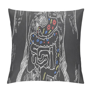 Personality  Intestines Sketch With Guts Bacteria Pillow Covers