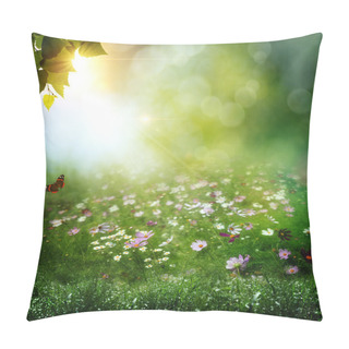 Personality  Early Morning In The Deep Forest. Abstract Natural Backgrounds Pillow Covers