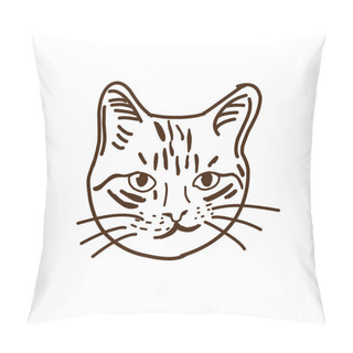 Personality  Vector Illustration Of Cat Head Logo Pillow Covers