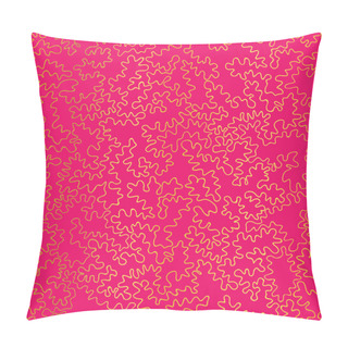 Personality  Vector Golden On Hot Pink Abstract Doodle Drawing Line Texture Seamless Pattern Background. Great For Elegant Gold Fabric, Cards, Wedding Invitations, Wallpaper. Pillow Covers
