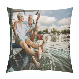 Personality  Senior Couple Enjoying A Day In The Cottage Near The River Pillow Covers