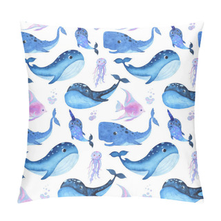 Personality  Watercolor Seamless Pattern Underwater Life.  Pillow Covers