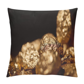 Personality  Golden Blurred Stones Isolated On Black Pillow Covers