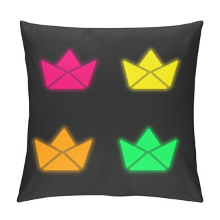 Personality  Boat Four Color Glowing Neon Vector Icon Pillow Covers