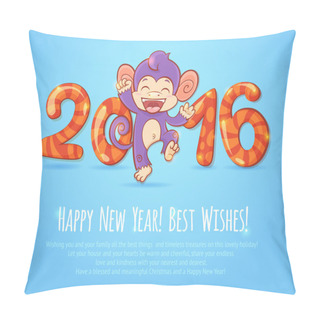Personality  New Year Chinese Card With Monkey 2016 Year Pillow Covers