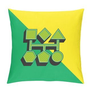 Personality  Black Geometric Shapes Graphic Green And Yellow Modern 3d Vector Icon Logo Pillow Covers