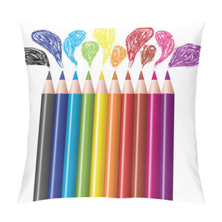 Personality  Set Of Colored Pencils And Bubbles Pillow Covers