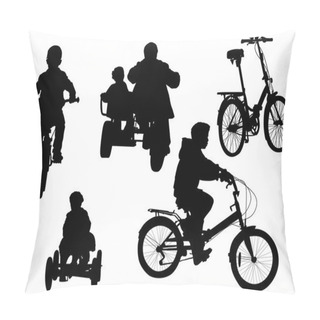 Personality  Set Of Bicyclists Isolated On White Background Pillow Covers