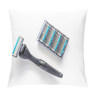 Personality  A Razor With A Metal Handle And Four Six-blade Razor Cartridges. Pillow Covers