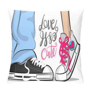 Personality Pop Art Man Woman Sneakers Kiss Love Cute Pillow Covers