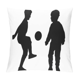 Personality  Boys Play In Ball (football), Silhouette, Vector Pillow Covers