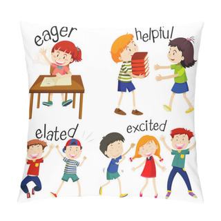 Personality  Set Of Adjective Words Expressing People Feelings Pillow Covers