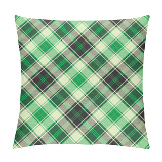 Personality  Green Diagonal Plaid Seamless Pattern. Vector Illustration. Pillow Covers
