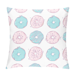 Personality  Hand Drawn Donuts Seamless Pattern. Sweet Background Pillow Covers