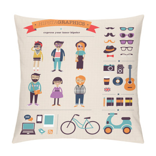 Personality  Hipster Info Graphic Concept Background With Icons Pillow Covers