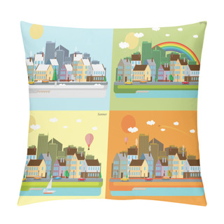 Personality  Urban Landscape Of Four Seasons Pillow Covers