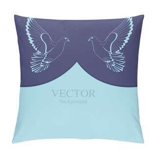 Personality  Two Doves On Blue Background Pillow Covers