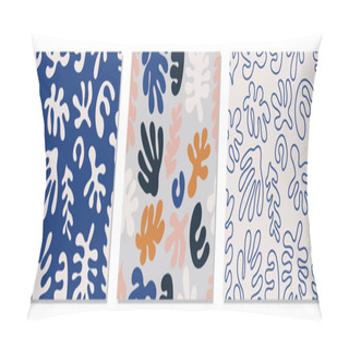 Personality  Trendy Set Of Seamless Pattern With Abstract Organic Cut Out Matisse Inspired Shapes In Neutral Colors Pillow Covers