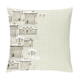Personality  Vector Town Houses Vertical Seamless Pattern Pillow Covers