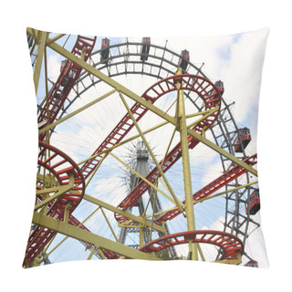 Personality  Roller Coaster And Large Ferris Wheel In Prater, Vienna, Austria Pillow Covers