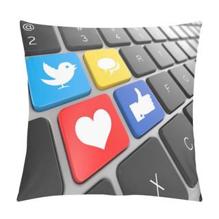 Personality  Social Media On Laptop Keyboard. Pillow Covers