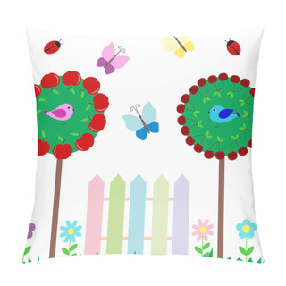 Personality  Set Of Butterflies Birds Flowers Fruits Pillow Covers